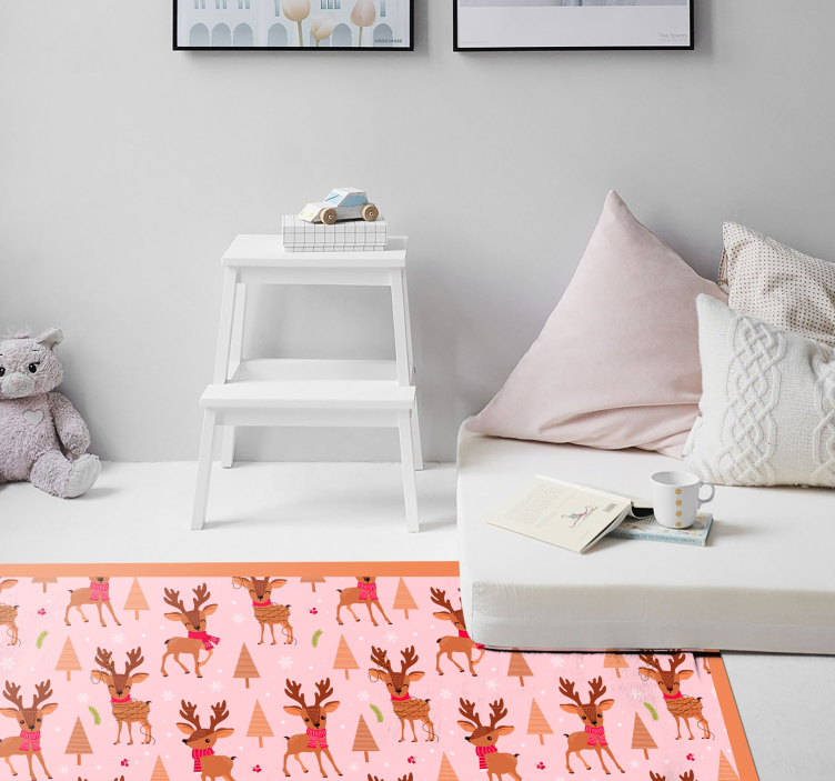 Tapis vinyle noël thème rose renne - TenStickers