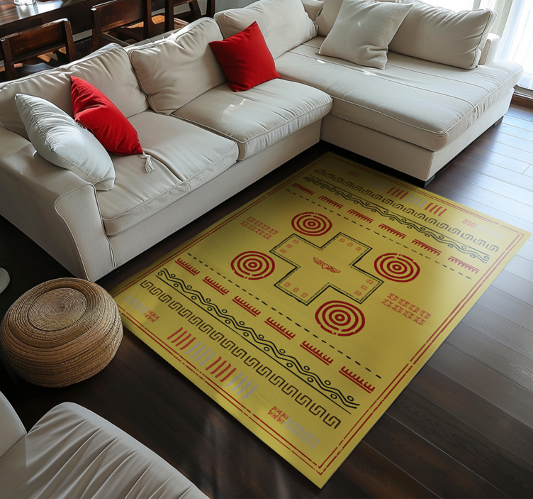 Tapis vinyle jaune conception ethnique - TenStickers