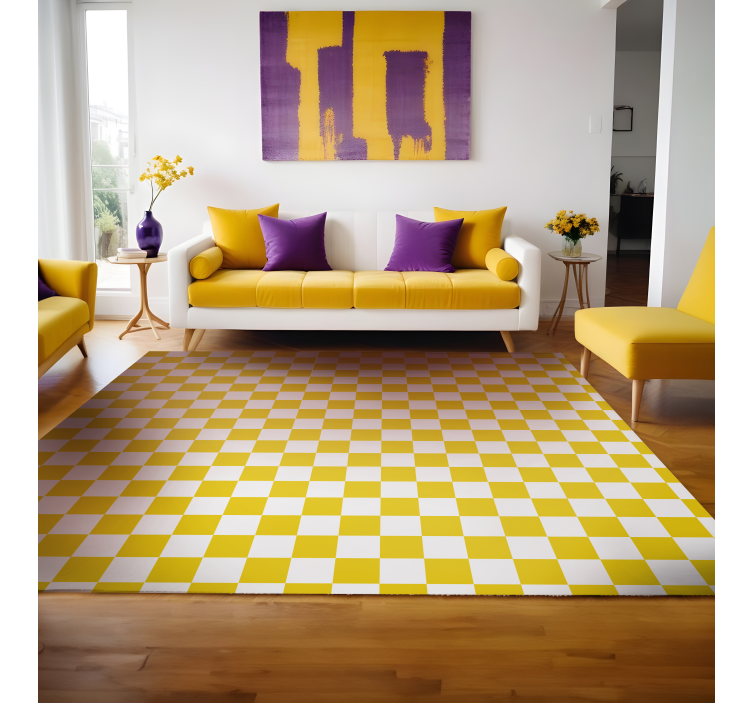 Tapis vinyle jaune motif à carreaux - TenStickers
