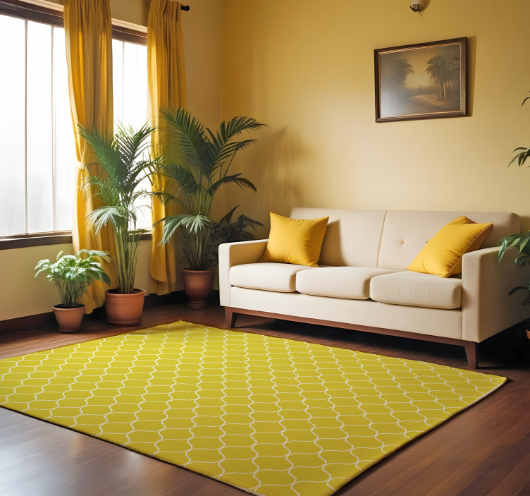 Tapis vinyle jaune motif de lignes géométriques - TenStickers