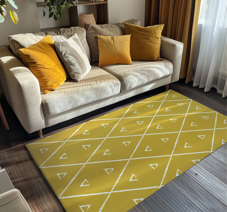 Tapis vinyle jaune motif géométrique en losange - TenStickers