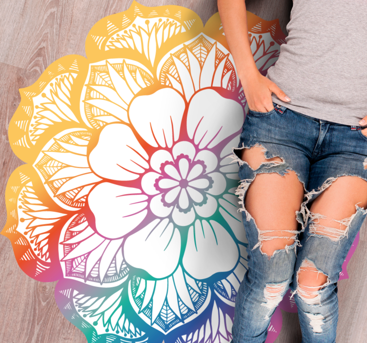 Tapis vinyle mandala motif floral coloré - TenStickers