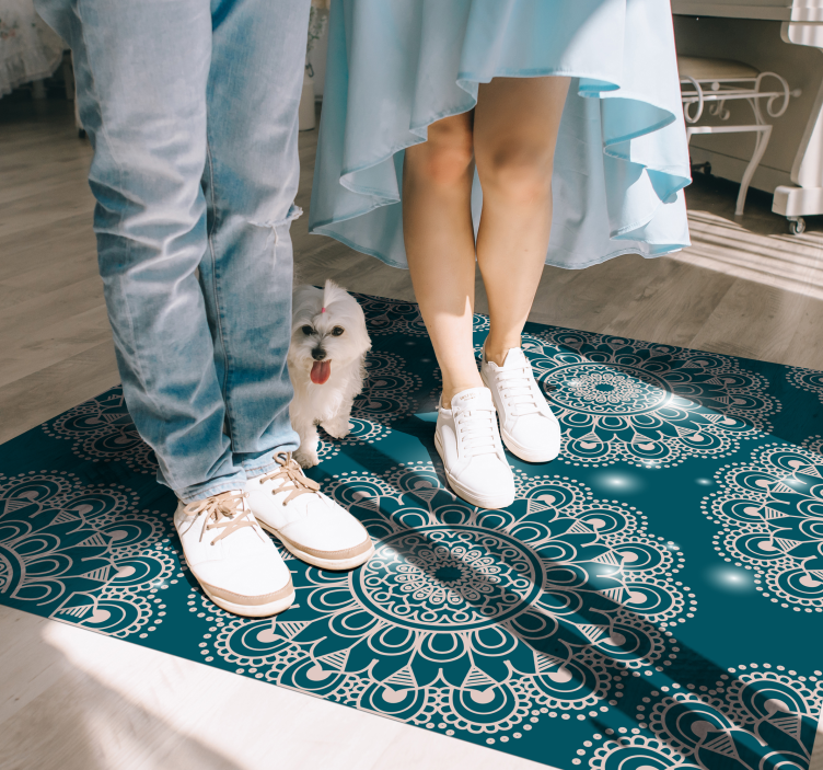 Tapis vinyle mandala motif magique bleu - TenStickers