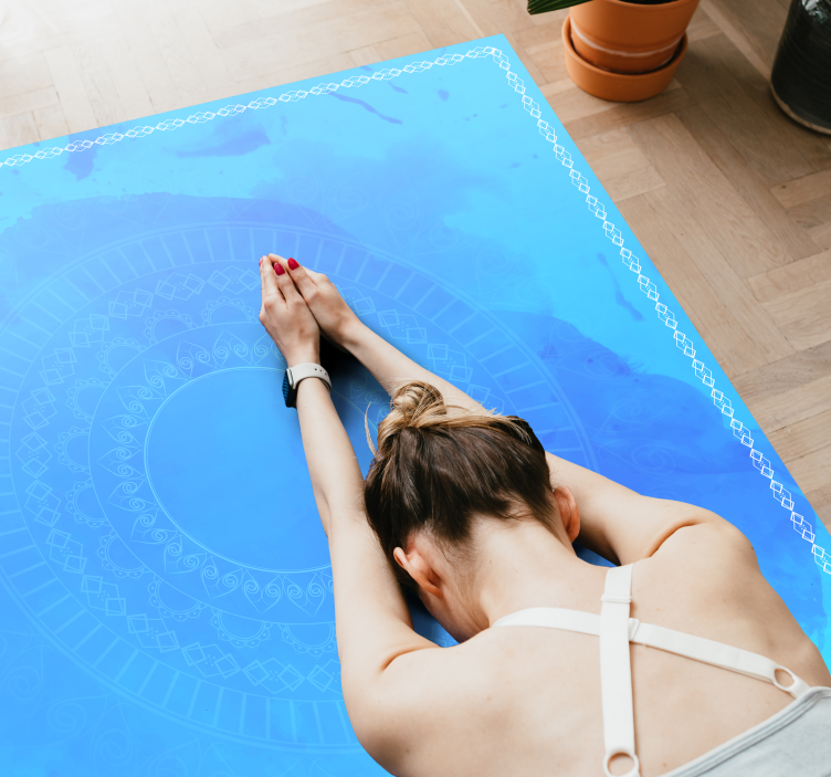 Tapis vinyle mandala pour méditation couleur bleue - TenStickers