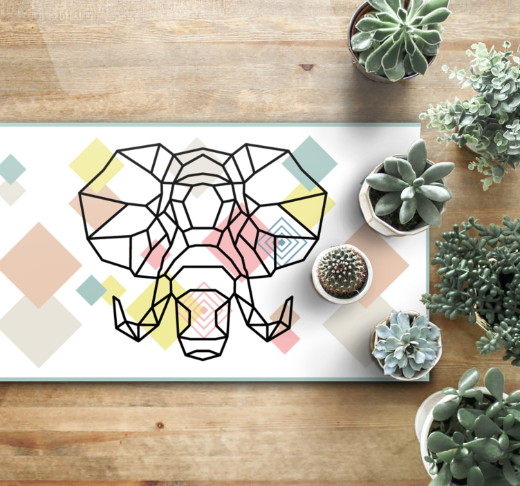Tapis vinyle design moderne tête d'éléphant en origiami - TenStickers