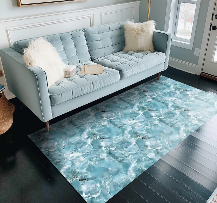 Tapis vinyle marbre bleu turquoise - TenStickers