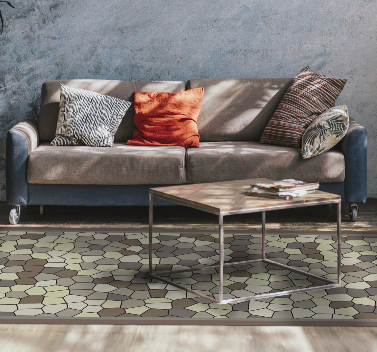 Tapis mosaique vinyle motif de pierre hexagonal - TenStickers