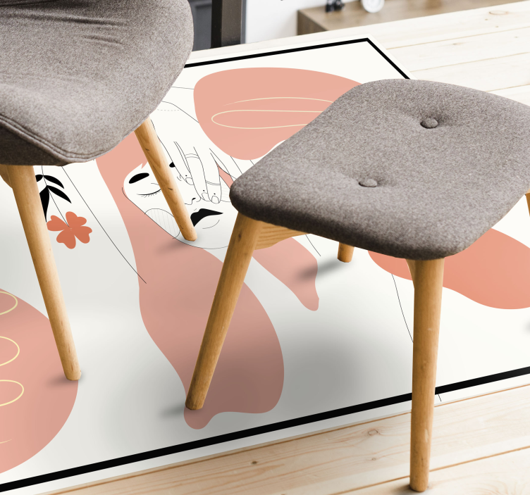 Tapis vinyle minimaliste art abstrait du visage - TenStickers