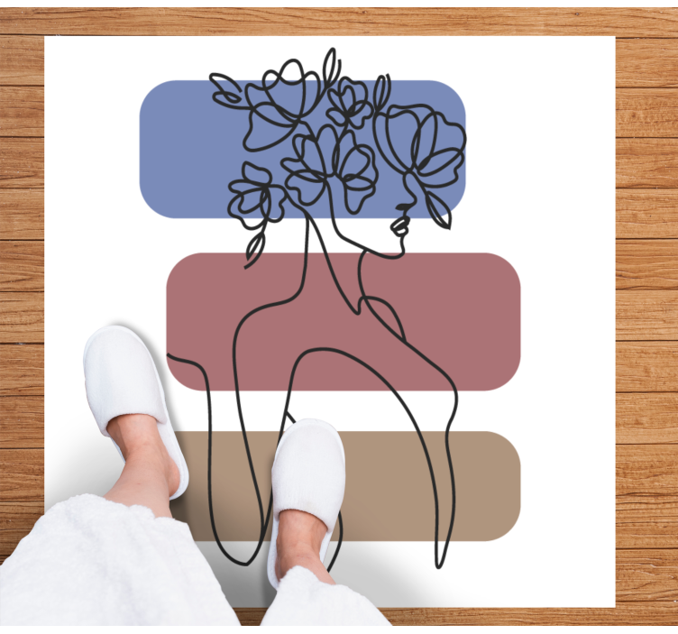 Tapis vinyle minimaliste contour botanique gracieux - TenStickers
