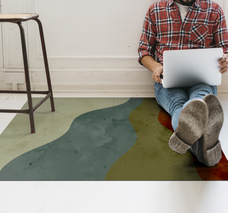 Tapis vinyle salon motifs de vagues abstraits - TenStickers