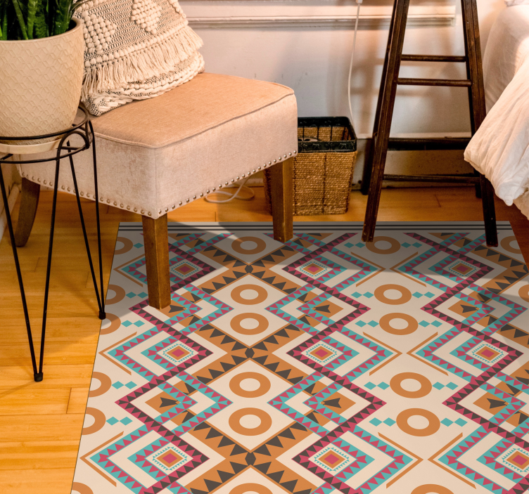 Tapis vinyle ethnique vinyle de diamants multicolores - TenStickers