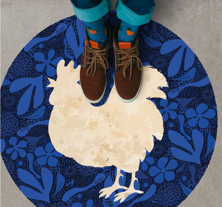 Tapis vinyle animal silhouette de coq - TenStickers