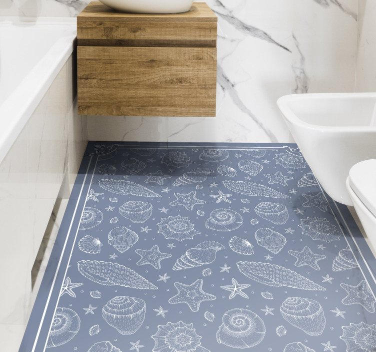 Tapis vinyle salle de bain coquillages inspirés de l'océan - TenStickers