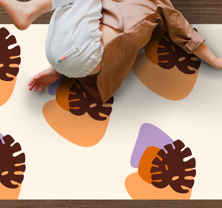 Tapis vinyle nature formes de feuilles colorées - TenStickers