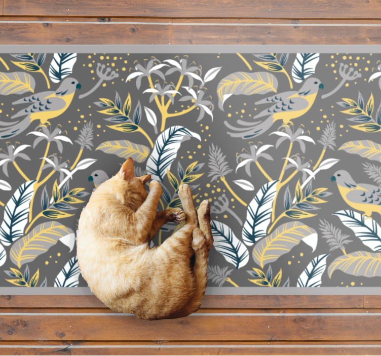 Tapis vinyle fleurs et plantes imprimé de verdure tropicale - TenStickers
