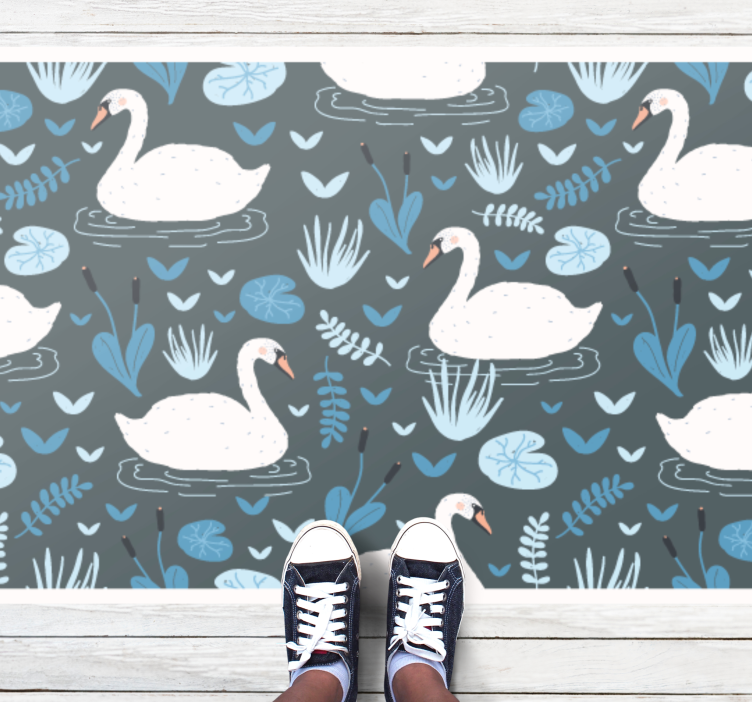 Tapis vinyle nature motif cygne élégant - TenStickers