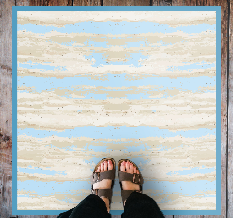 Tapis vinyle imitation parquet faux grise et bleue - TenStickers
