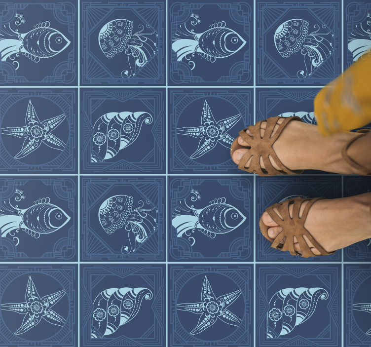 Tapis vinyle salle de bain conception de la vie marine - TenStickers