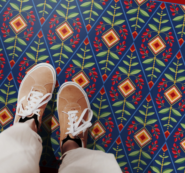 Tapis vinyle géométrique système géométrique botanique - TenStickers