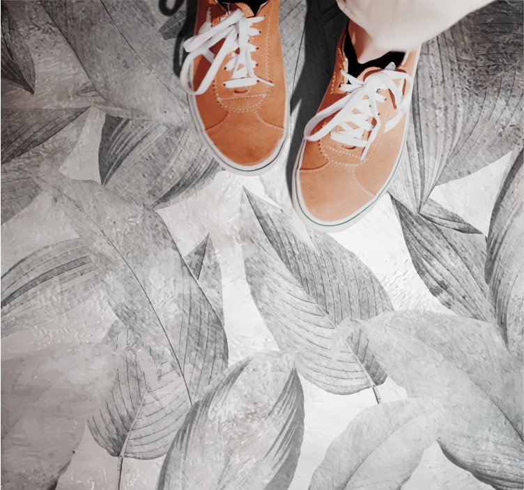 Tapis vinyle fleurs et plantes motif monochrome feuillu - TenStickers