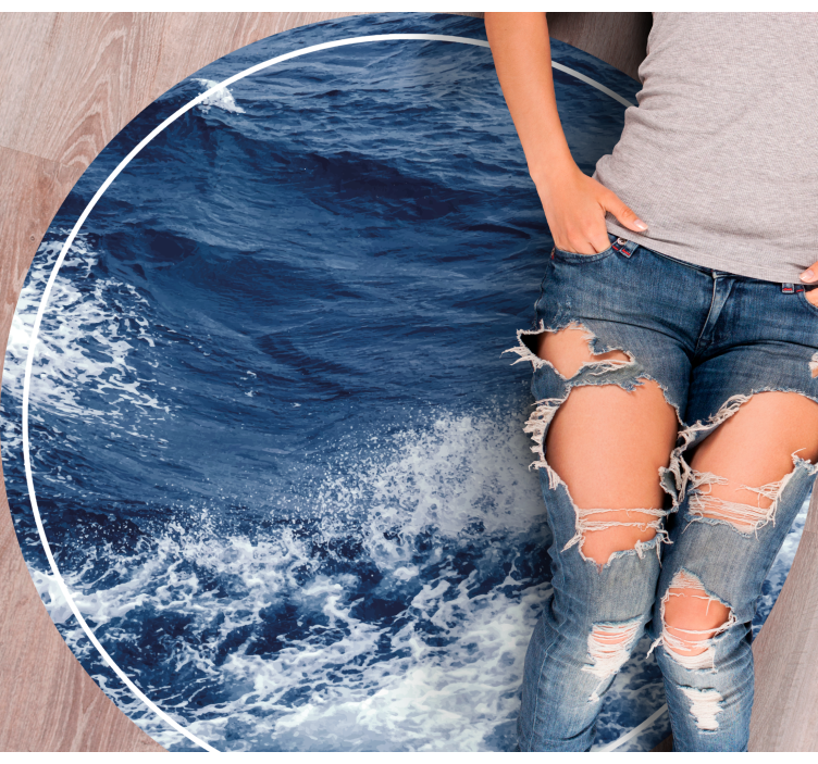 Tapis vinyle rond mouvement des vagues de l'océan - TenStickers