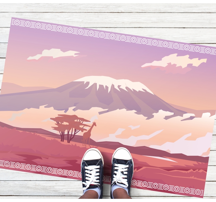 Tapis vinyle nature paysage de coucher de soleil en montagne - TenStickers