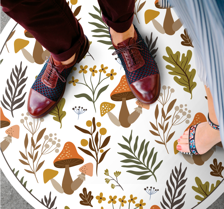 Tapis vinyle fleurs et plantes ravissant motif de champignon - TenStickers