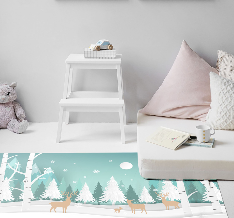 Tapis vinyle nature scène de forêt hivernale - TenStickers
