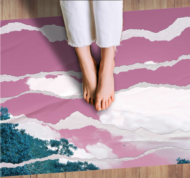 Tapis vinyle nature ciel rose déchiré - TenStickers