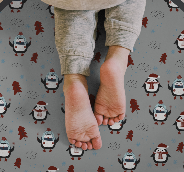 Tapis vinyle noël motif de pingouin festif - TenStickers