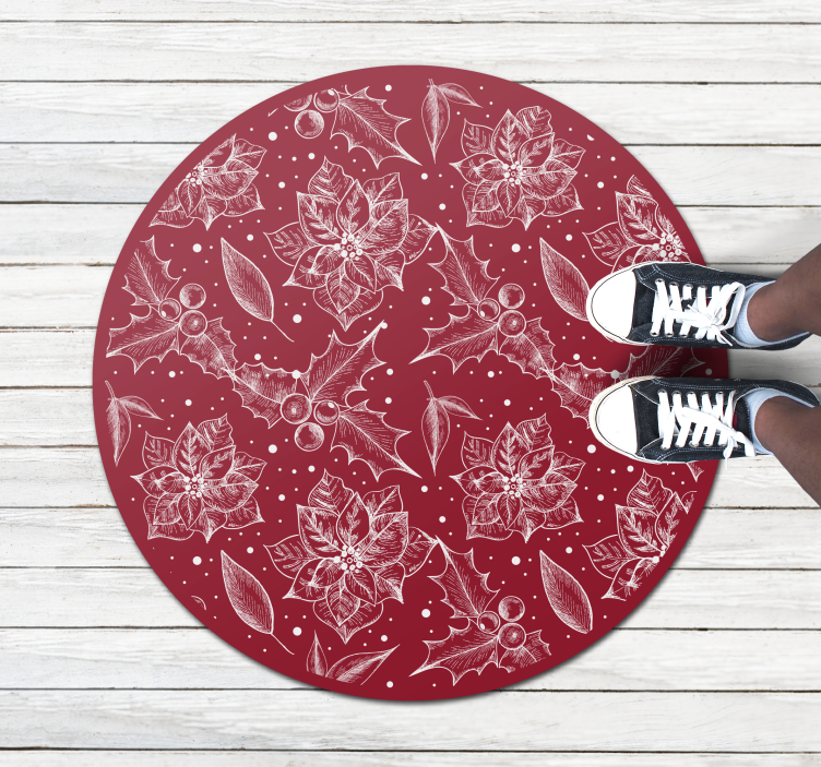 Tapis vinyle noël motif poinsettia saisonnier - TenStickers