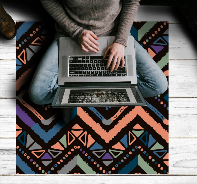 Tapis vinyle nordique sections de couleurs géométriques - TenStickers