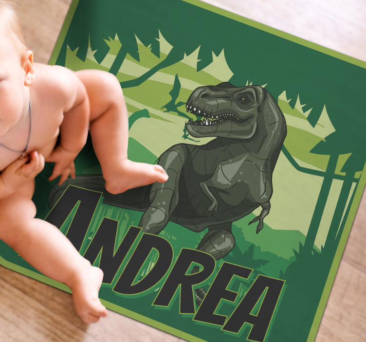 Tapis vinyle personnalisé aventure de dinosaure - TenStickers