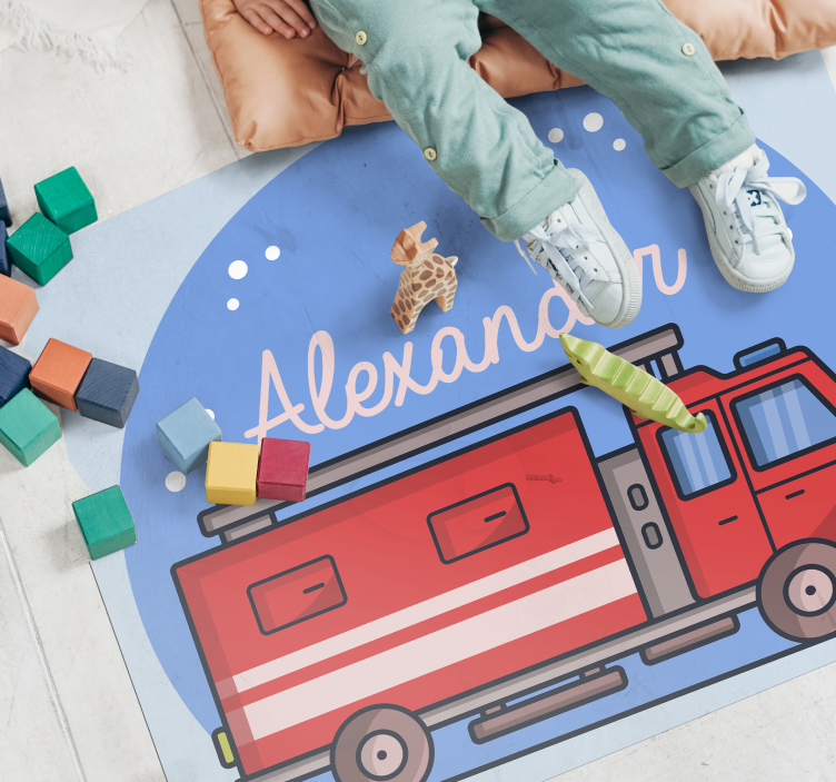 Tapis vinyle personnalisé camion de pompiers sur mesure - TenStickers