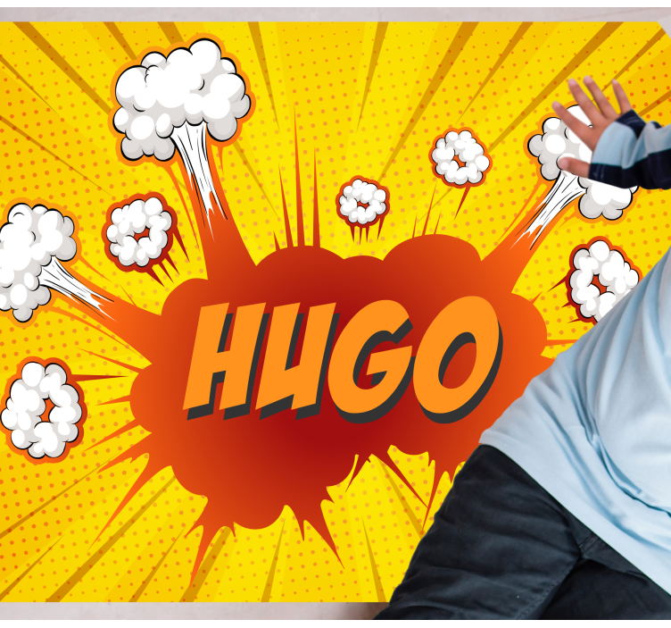 Tapis vinyle personnalisé explosion comique avec nom - TenStickers