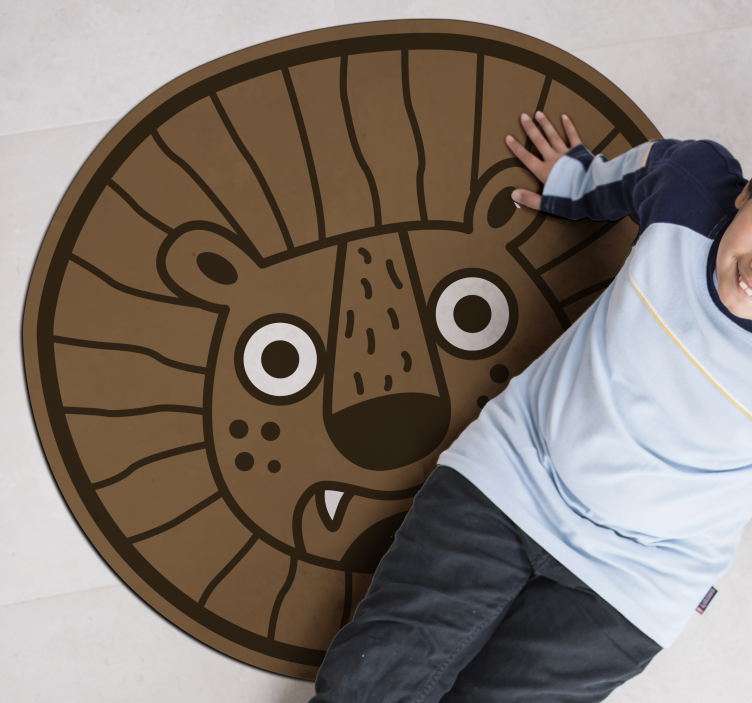 Tapis vinyle pour enfants cercle de dessin animé de lion - TenStickers
