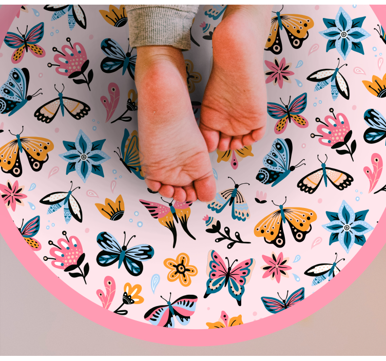 Tapis vinyle pour enfants emblème de papillon vibrant - TenStickers