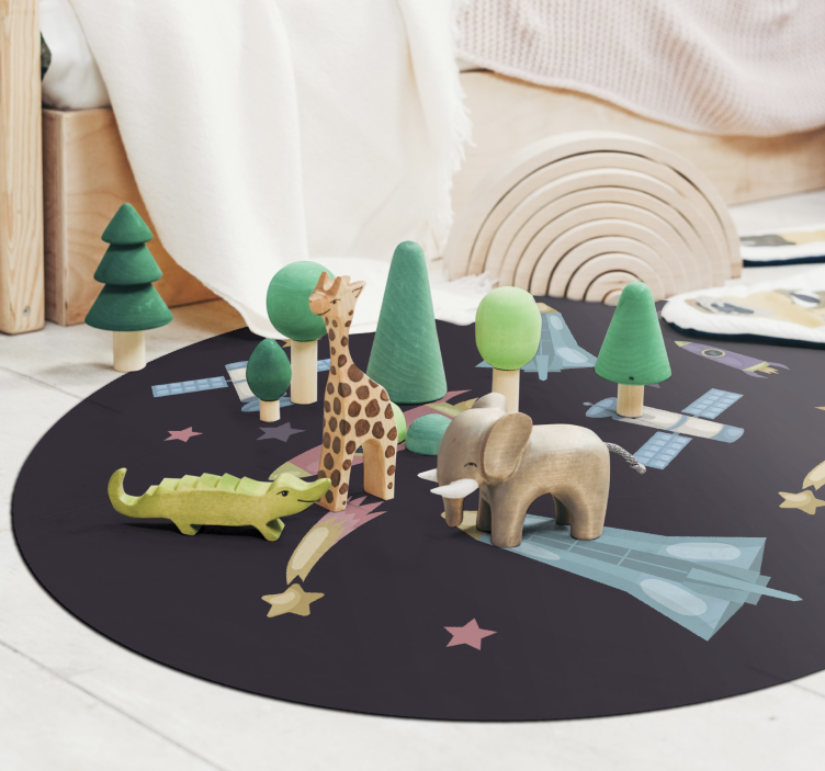 Tapis vinyle pour enfants exploration de vaisseaux spatiaux - TenStickers