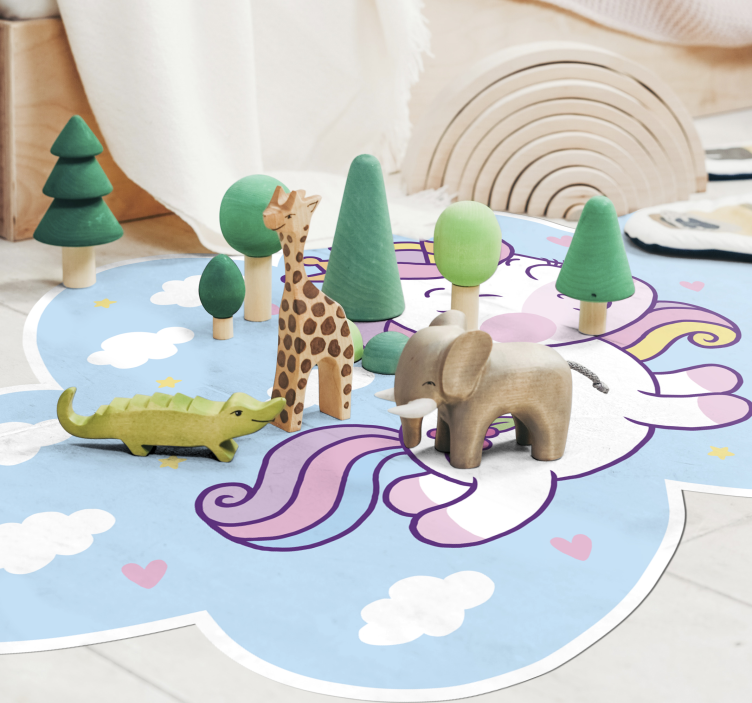 Tapis vinyle pour enfants jeu de nuage de licorne - TenStickers