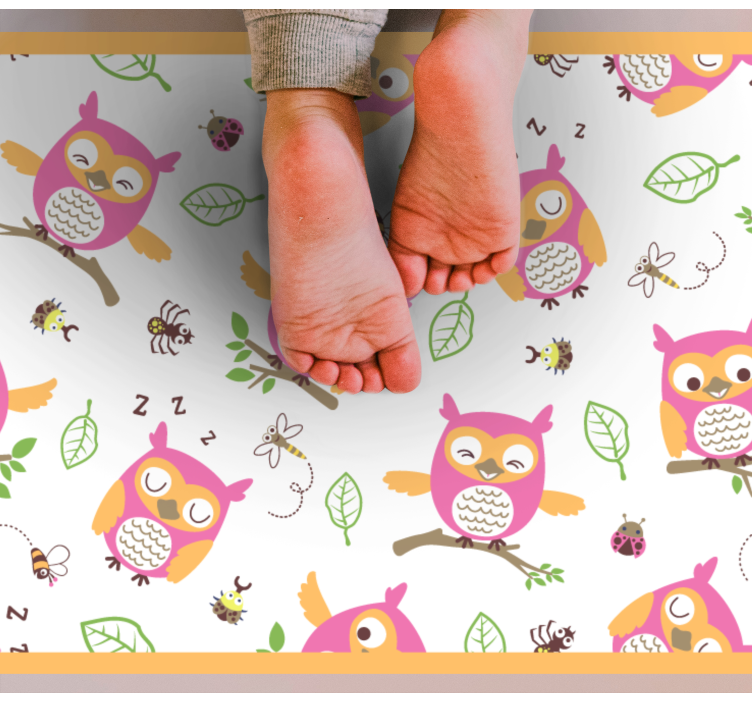 Tapis vinyle chambre bébé joli motif de hibou - TenStickers