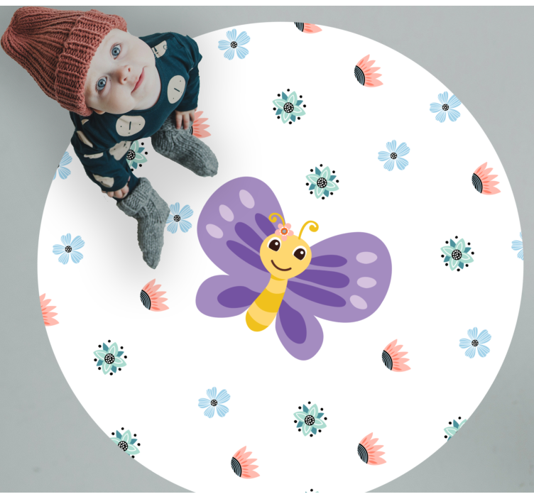 Tapis vinyle pour enfants motif papillon violet - TenStickers