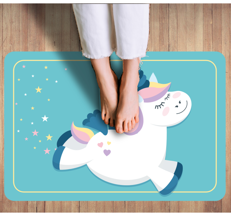 Tapis vinyle pour enfants jolie licorne au galop - TenStickers