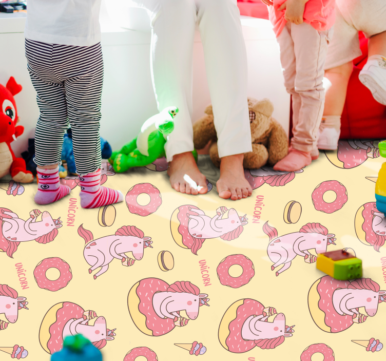 Tapis vinyle pour enfants motif de beignet de licorne - TenStickers