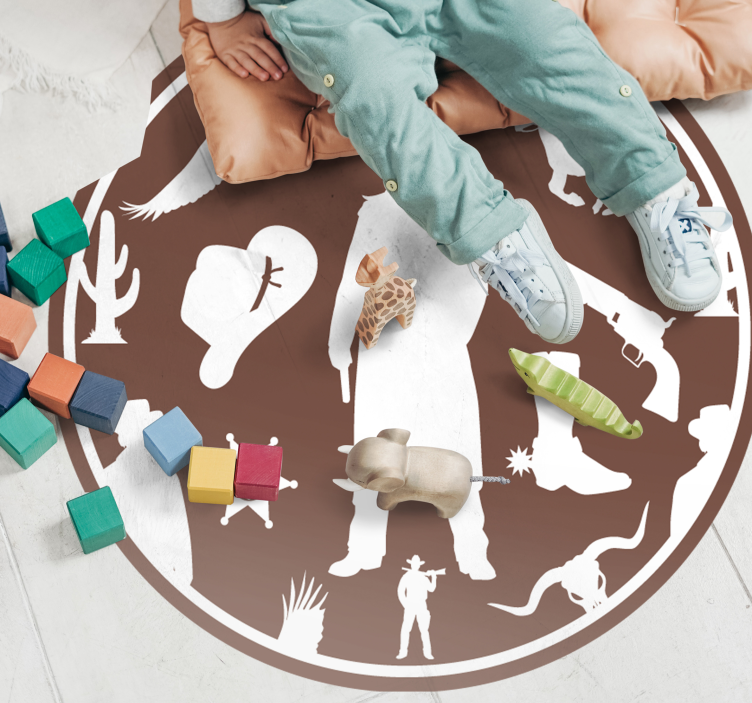 Tapis vinyle pour enfants silhouette de cow-boy - TenStickers