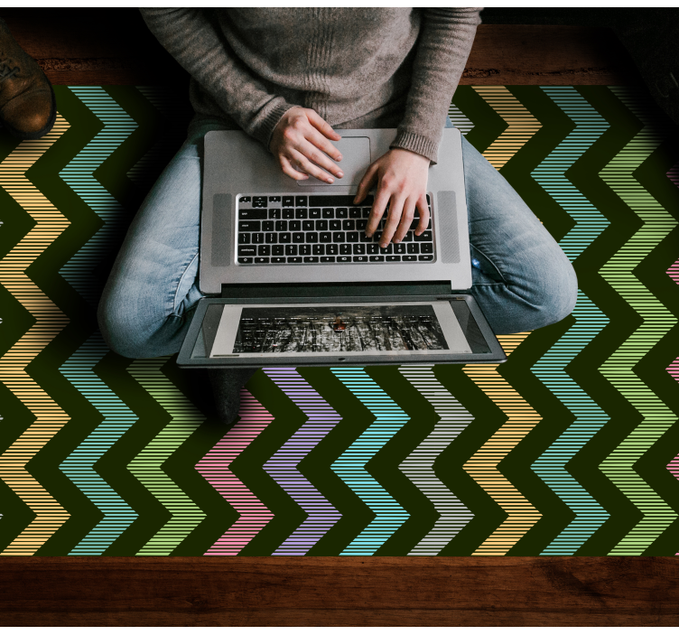 Tapis vinyle rayures motif en zigzag coloré - TenStickers