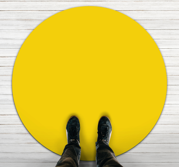 Tapis vinyle rond jaune vif - TenStickers