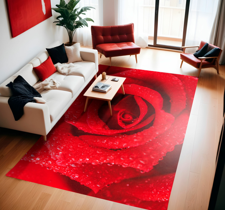 Tapis vinyle rouge une rose - TenStickers