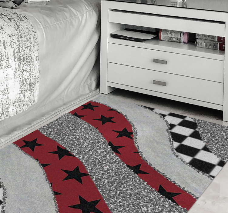 Tapis vinyle textures vagues rouges étoilées - TenStickers