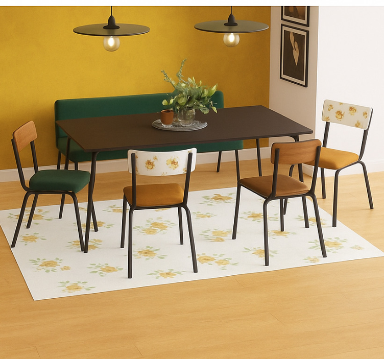Tapis vinyle salle a manger délicat chintz floral - TenStickers