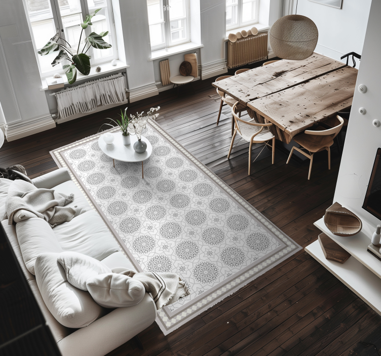 Tapis vinyle salle à manger design marocain gris clair - TenStickers